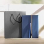 Blue Notebook with Pen and Black Gift Bag – Premium Gift Set 1