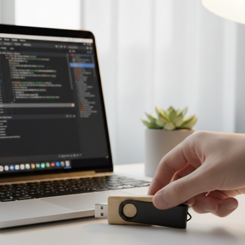 Dark Bamboo USB Flash Drive 32GB – Eco-Friendly Rotating Design