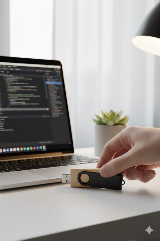 Dark Bamboo USB Flash Drive 32GB – Eco-Friendly Rotating Design