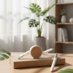 Eco-Friendly Office Gift Set – Retractable Cork Charging Cable with Elegant White Pen 2