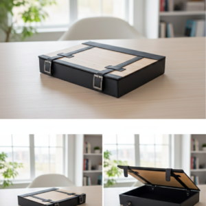 Wood & Rubber Storage Box – Foldable Eco-Friendly Design with Leather Handles|Code :BL4B