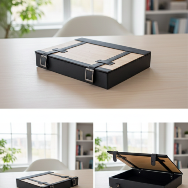 Smart “Wooden in Rubber” Organizer Box – Elegant & Practical Design