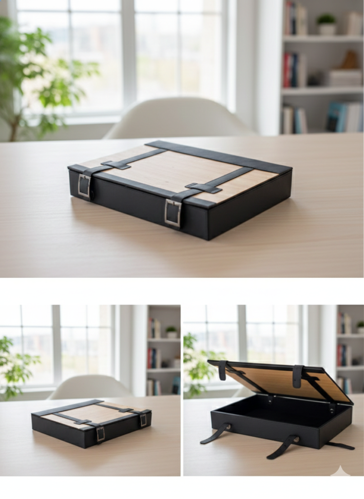 Smart “Wooden in Rubber” Organizer Box – Elegant & Practical Design