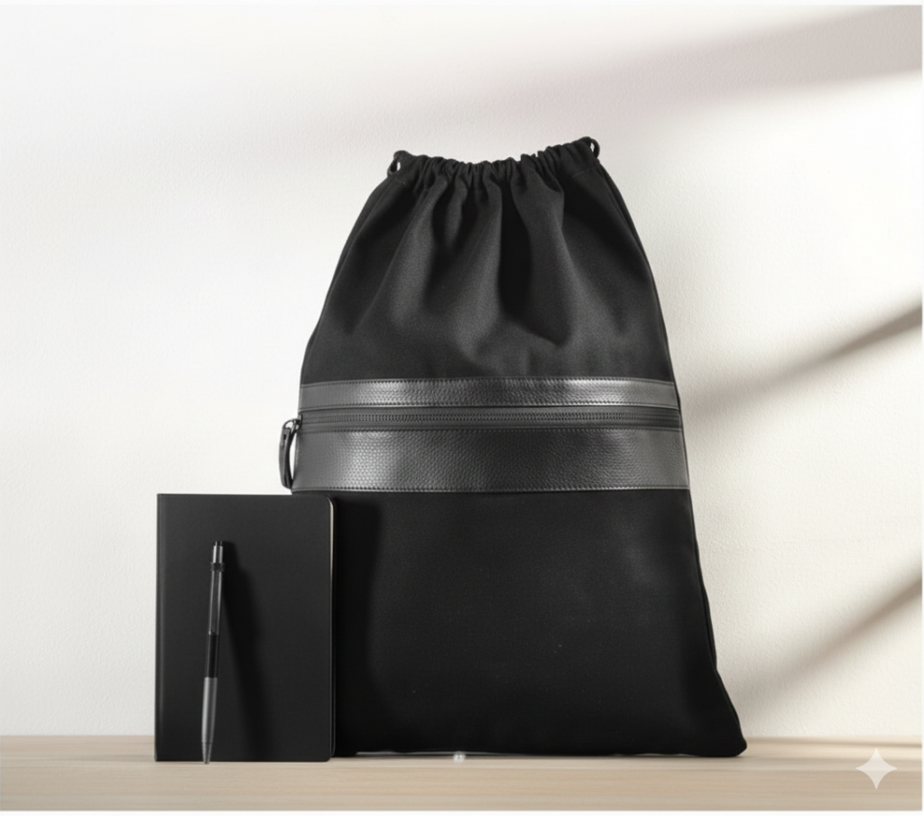 Premium Drawstring Bag with Working Notes Notebook & Pen – Elegant and Practical Daily Set