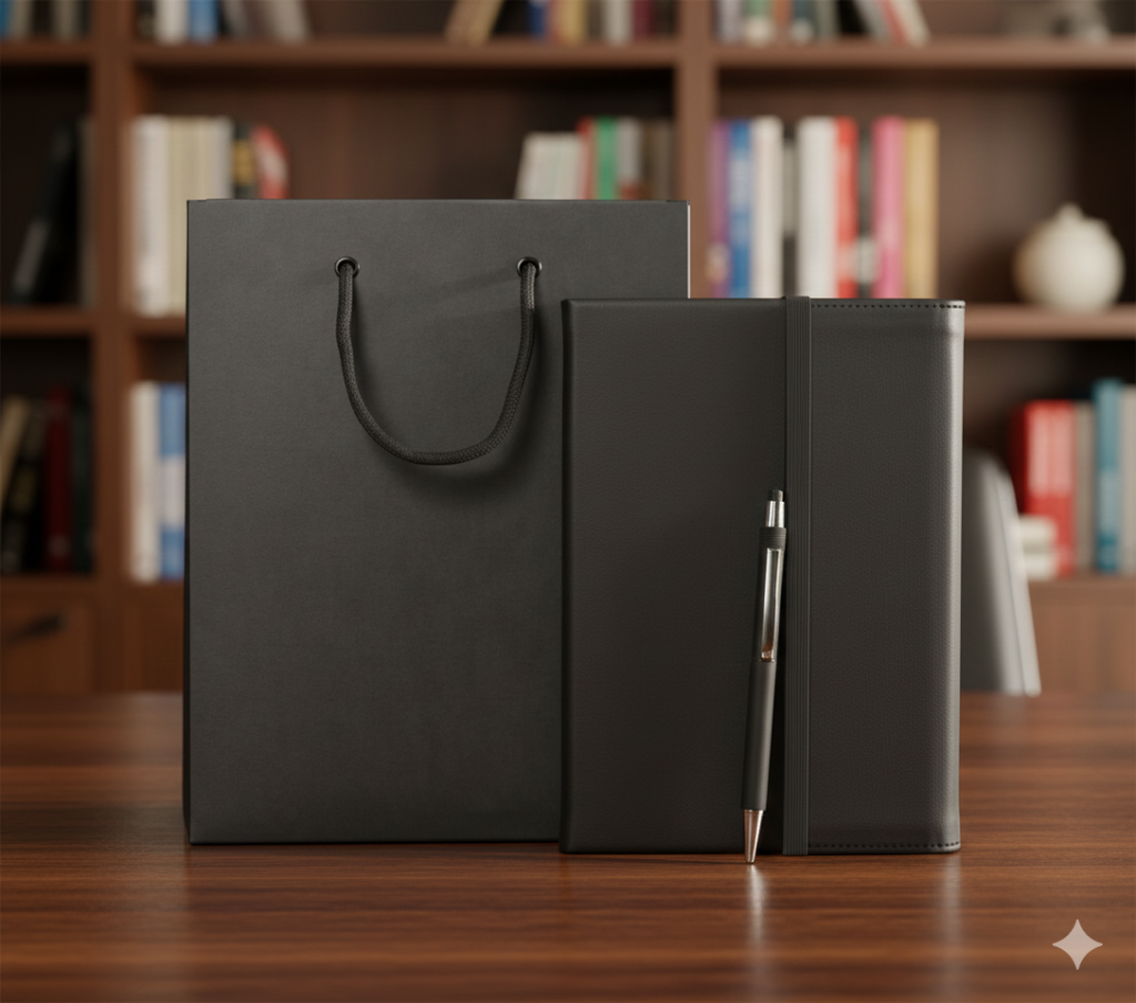 Premium Leather Notebook Gift Set with Pen and Luxury Gift Bag