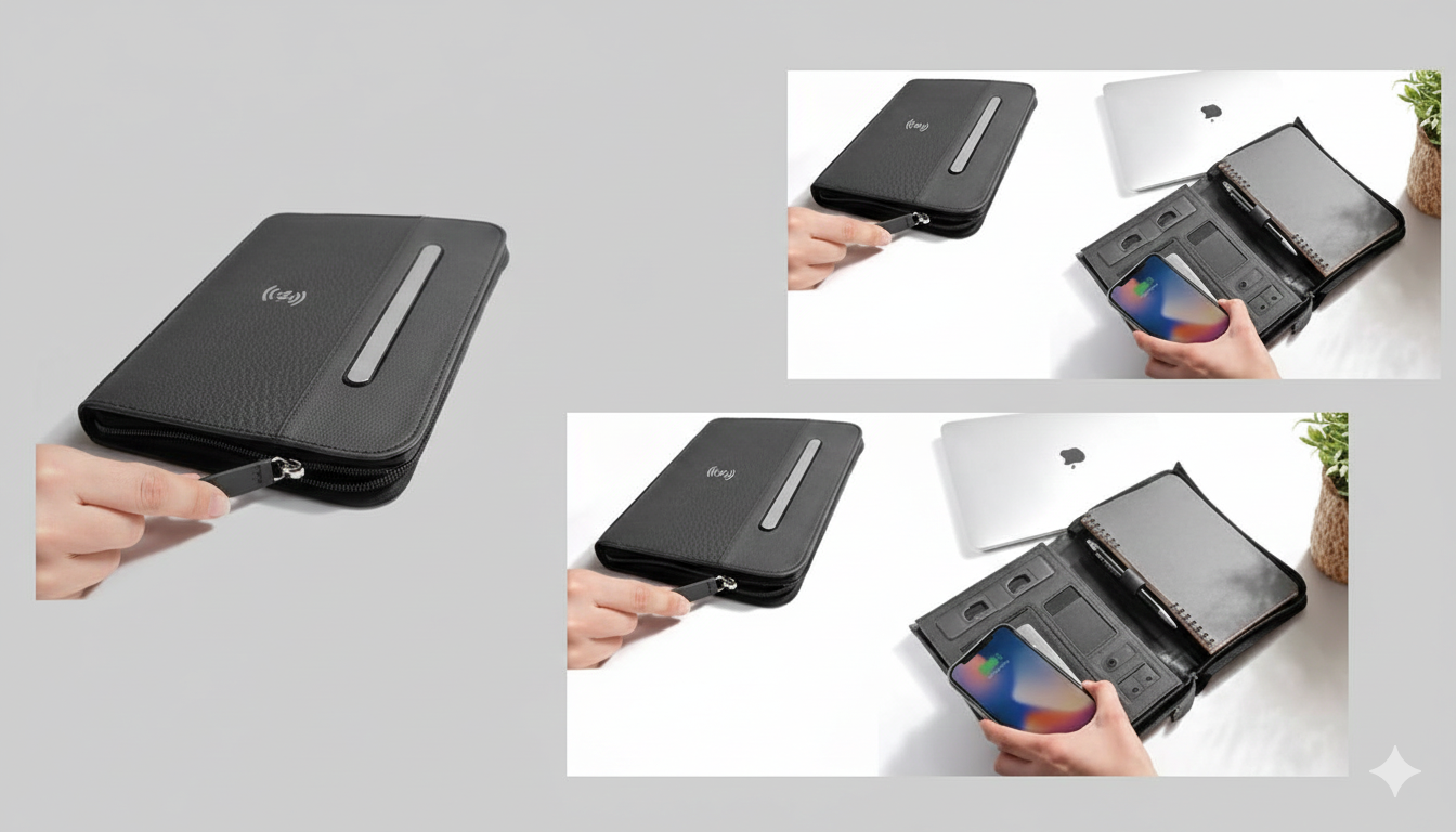 Premium Smart Notebook Organizer with Wireless Charging – 8000mAh | CODE:PNB2 - Image 2