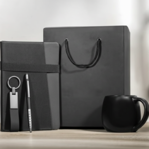 Black Executive Office Gift Set – Notebook, Pen, Keychain, Mug & Gift Bag