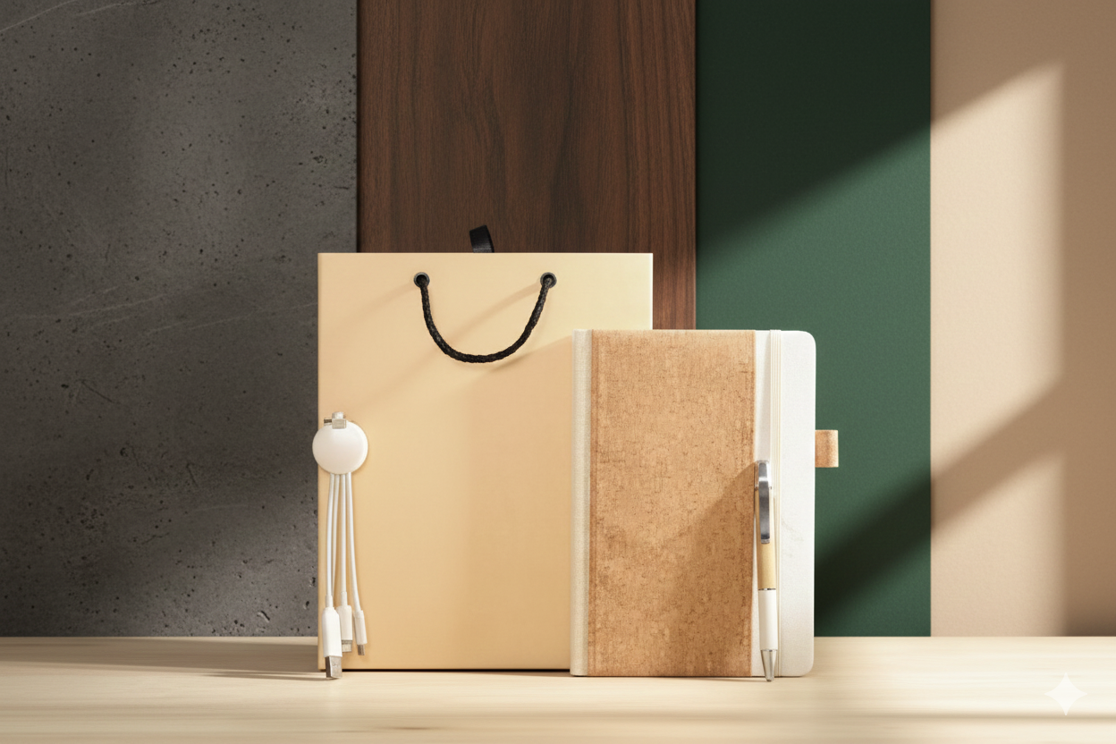 Premium Gift Set: Elegant Kraft Bag + Organic Notebooks + Smart 3-in-1 Charging Cable