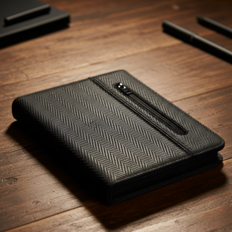 Premium Leather Organizer with Wireless Charger and Inner Pockets – A5 Notebook Included