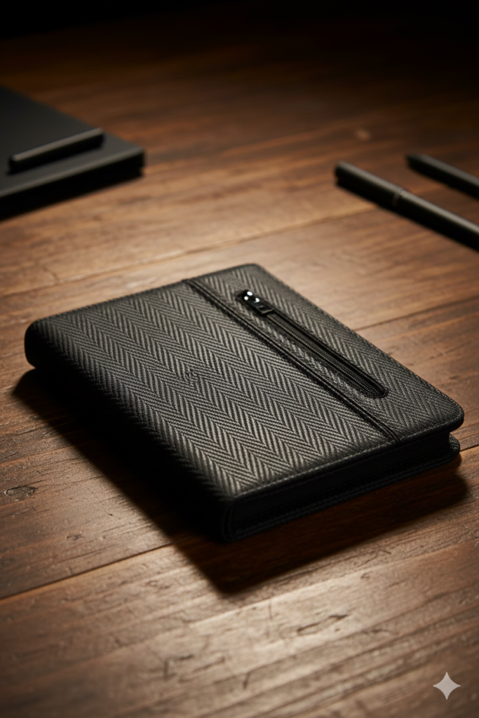 Premium Leather Organizer with Wireless Charger and Inner Pockets – A5 Notebook Included