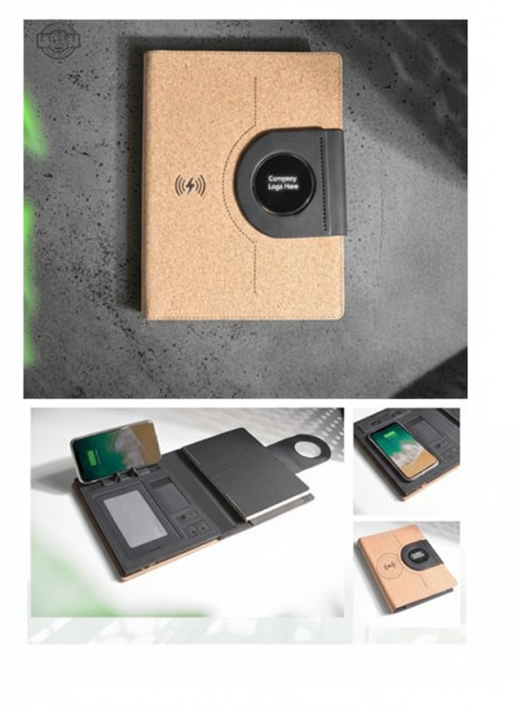 Smart Notebook Organizer with Built-in 8000mAh Power Bank & Wireless Charging