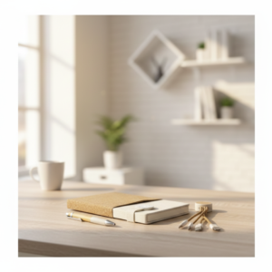 Premium Eco-Friendly Executive Gift Set – Cork & Fabric Notebook, Bamboo Pen, 3-in-1 Charging Cable with Kraft Bag