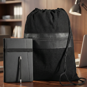 Premium Office Set – Drawstring Bag, Notebook & Metal Pen