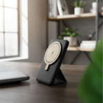 Bamboo Magnetic Wireless Power Bank 5000mAh – Compact Foldable Stand Design 2