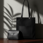 Elegant Black Tote Bag Set – Minimal Design with Matching Pouch 3