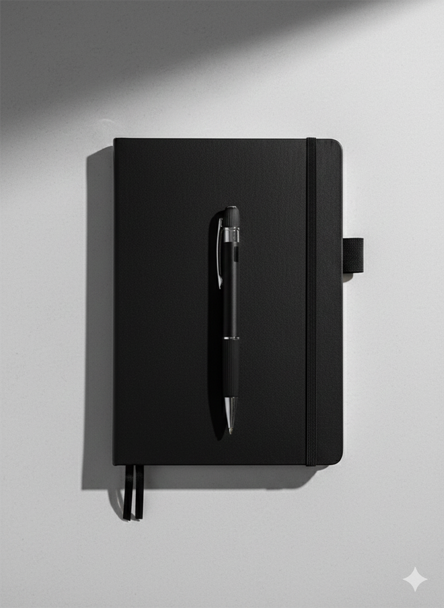 Premium Black Notebook with Metal Pen – Professional & Practical Design