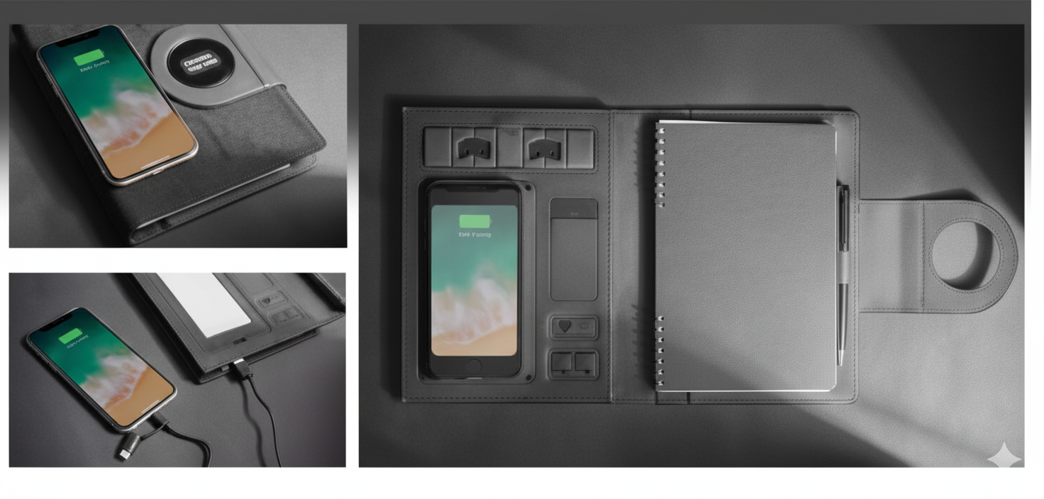 Smart Notebook Organizer with Built-in 8000mAh Power Bank & Wireless Charging| CODE: PNB1 - Image 4