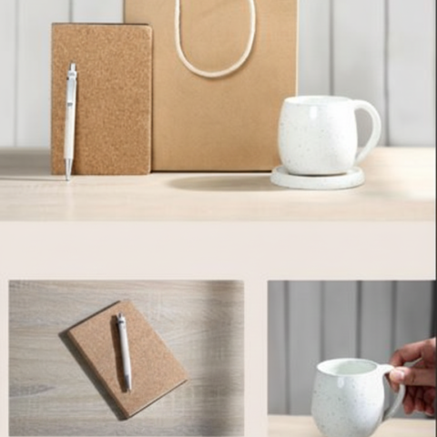 Luxury Gift Set – Kraft Bag, Cork Notebook & Elegant Pen