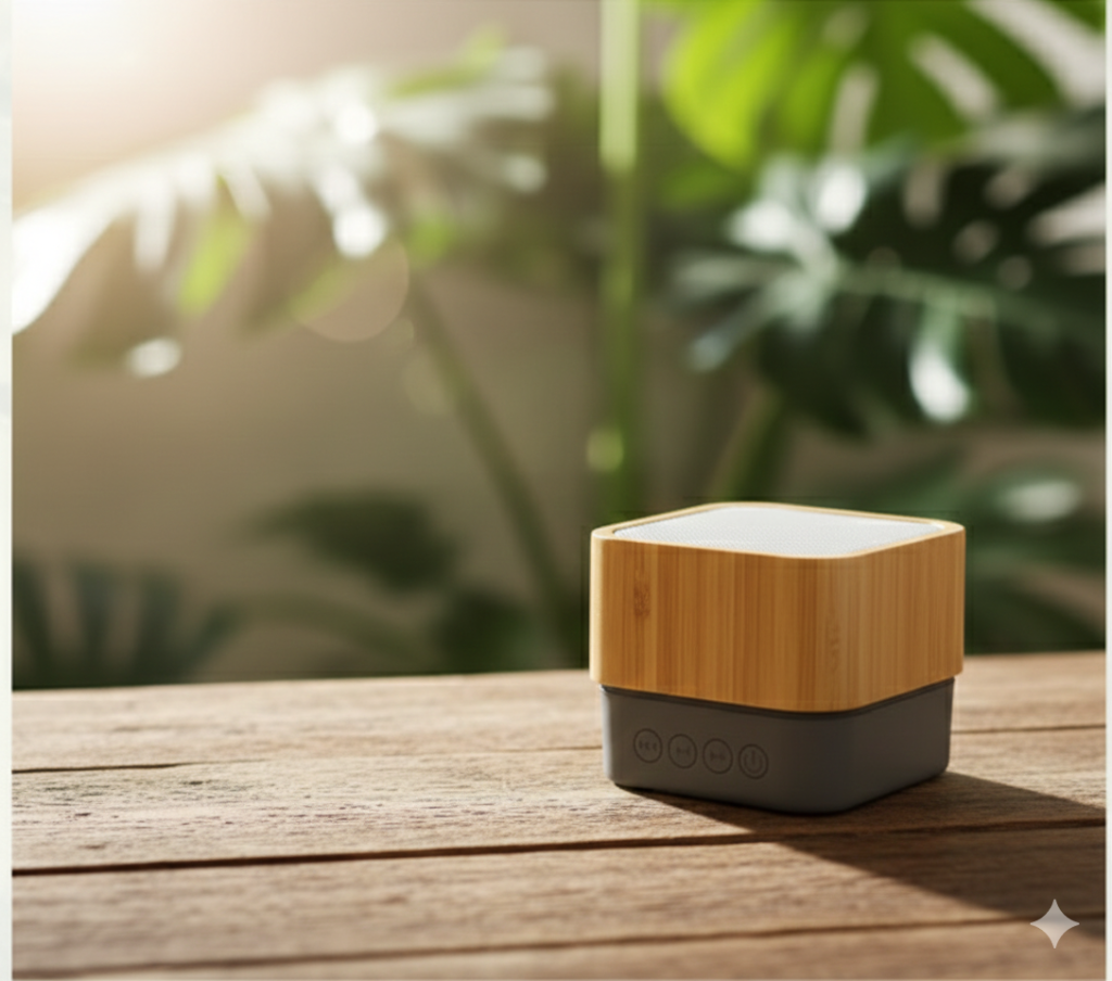 Bamboo Grey Bluetooth Speaker – Compact Wireless Speaker with Natural Design