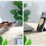 Bamboo Magnetic Wireless Power Bank 5000mAh – Compact Foldable Stand Design 4