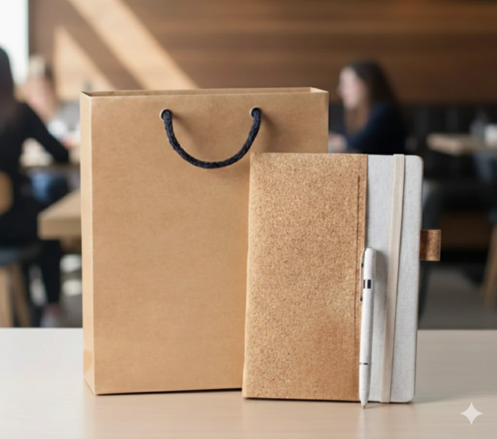 Eco Gift Set with Kraft Bag, Cork Notebook & Pen – Premium Office Essentials