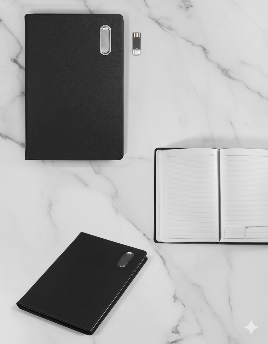 Premium A5 Notebook with Built-in 32GB Flash Drive – Textured Leather Design|CODE:UNB1 - Image 3