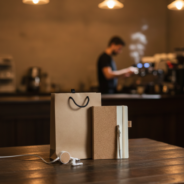 Eco-Friendly Corporate Gift Set – Cork Notebook, Bamboo Pen & Charging Cable – Sustainable Business Gift