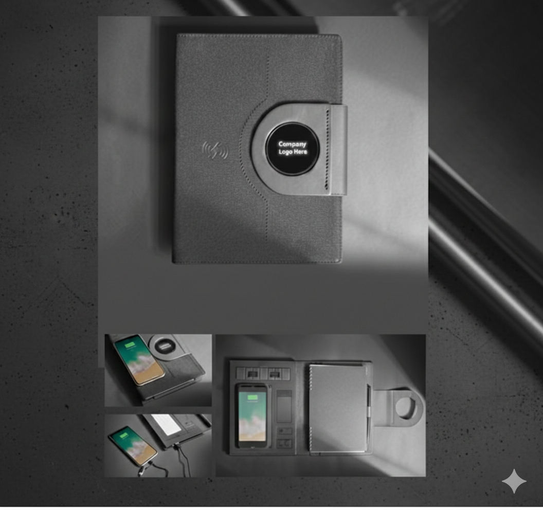 Smart Notebook Organizer with Built-in 8000mAh Power Bank & Wireless Charging| CODE: PNB1