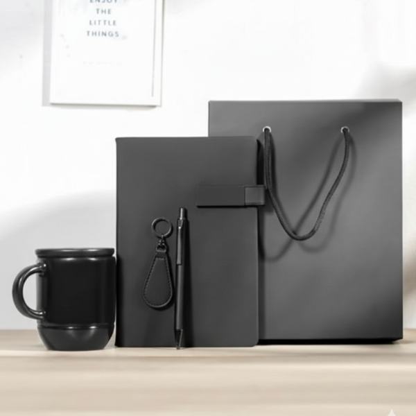 Black Office Gift Set – Notebook, Pen, Mug & Gift Bag