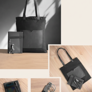 Luxury Black Work Set – Tote Bag with Notebook, Pen & Keychain