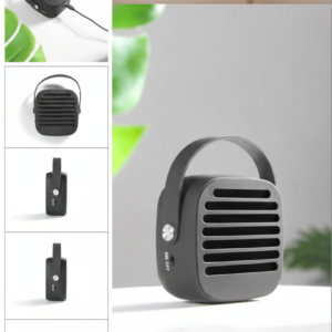 Portable Black Rubber Speaker with Powerful 3W Sound & Leather Handle | CODE: SP1