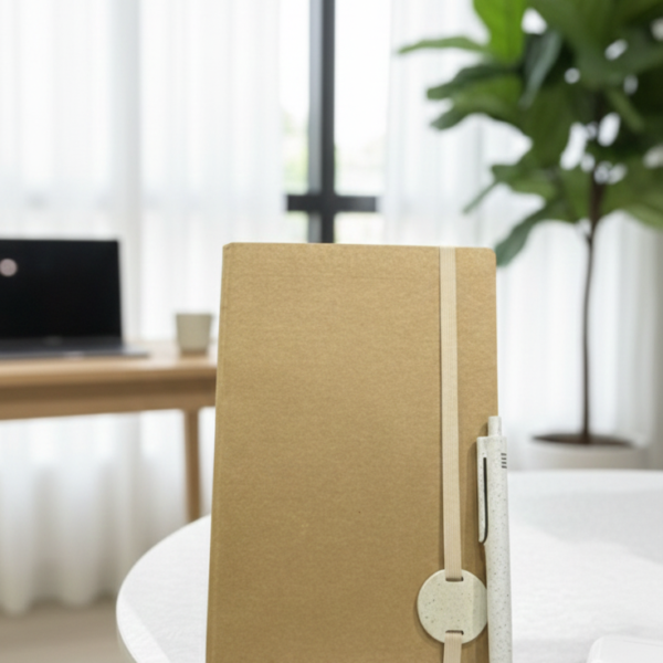 Eco Kraft Notebook with Matching Pen & Elastic Closure – Minimal Office Design