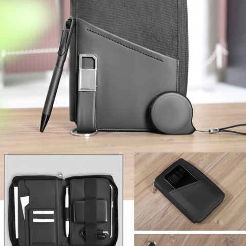 Premium Black Tech Accessories Set – Organizer & Elegant Pen