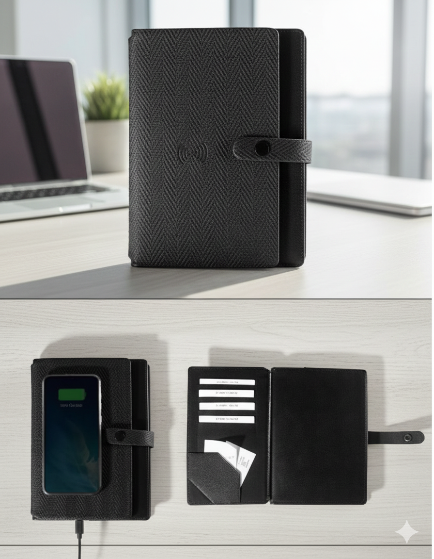 Smart Notebook with Built-In Wireless Charger and Multi-Functional Organizer |CODE:WNB15