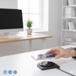 15W Wireless Charger with Glass Surface in Rubber Base – Elegant & Stable Desk Design |CODE: WCH7 1