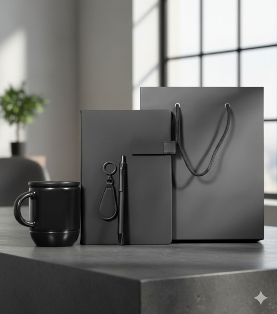Black Office Gift Set – Notebook, Pen, Mug & Gift Bag - Image 2