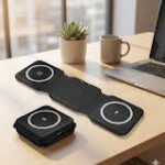 Foldable 3-in-1 Wireless Charging Station – Safe Charging for Phone, Smartwatch & Earbuds – Black Rubber Finish  |CODE:WCT15 2