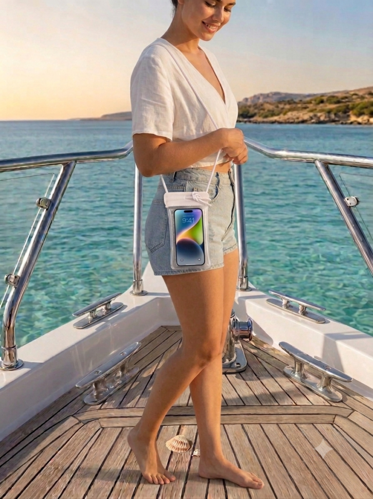 Transparent Waterproof Mobile Phone Pouch with Adjustable Neck Strap – Touch Screen Compatible, Lightweight Dry Bag for Beach, Swimming & Outdoor Activities