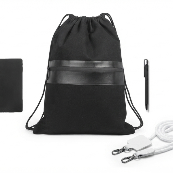 Practical Gift Set – Drawstring Backpack with Notebook, Pen & Phone Lanyard | Ideal for Work, Travel & Corporate Gifts