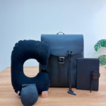 Premium Travel Backpack Gift Set with Notebook, Pen, Sleeping Set & Cable Strap | Business & Travel Essentials Kit 2
