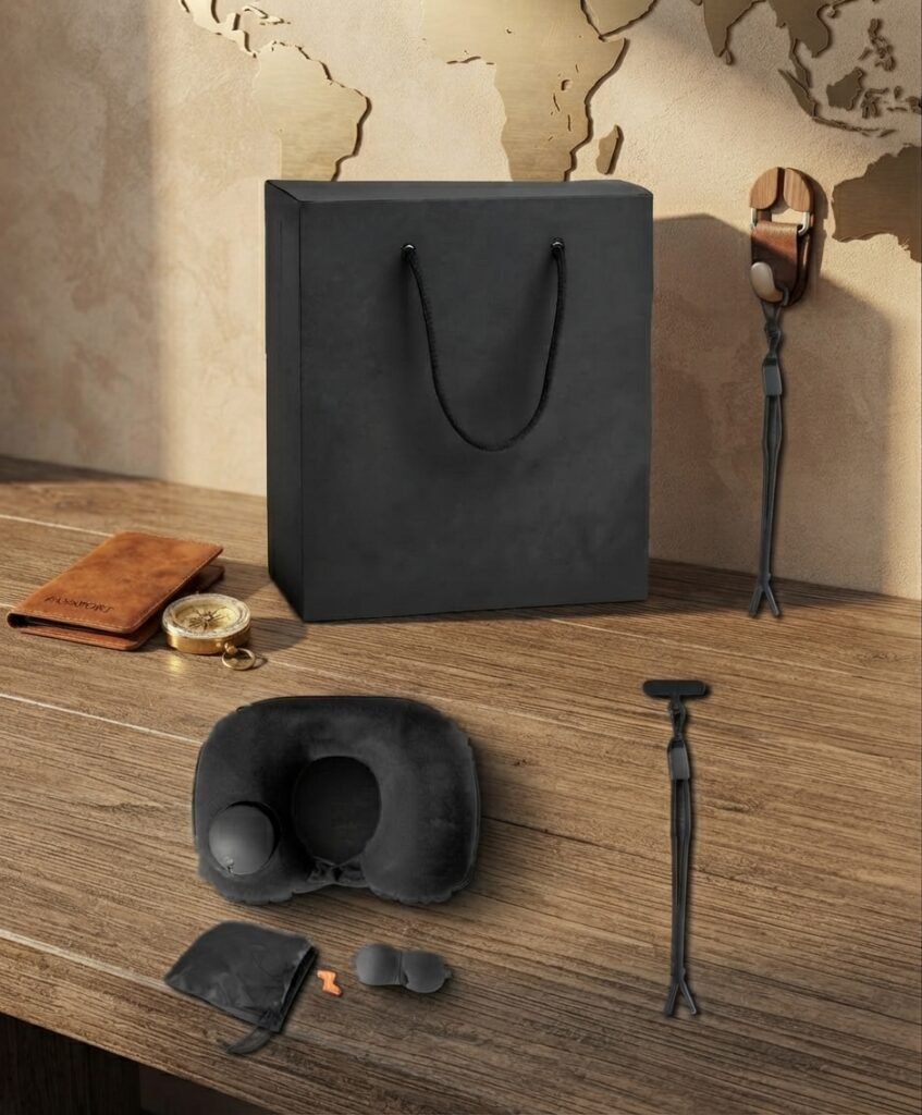 Neck Pillow Kit with Carton Bag and Cable Strap – Travel & Office Gift Set