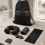 Travel Comfort Set with Drawstring Bag, Neck Pillow and Microfiber Towel 1