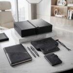 Leather Office Gift Set with Notebook, Pen, Hand Bag, Cardholder and Cable Strap 2