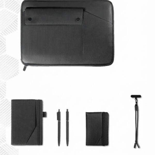 Corporate Gift Set with Notebook, Pen, Cardholder, Cable Strap and Laptop Sleeve