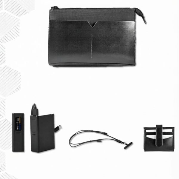 Corporate Gift Set with 9000mAh Power Bank, Leather Cable Strap, Cardholder and Hand Bag