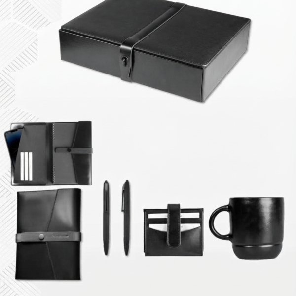 Leather Office Gift Set with Organizer, Pen, Cardholder and Mug