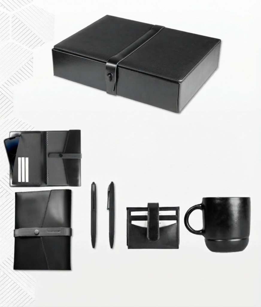 Leather Office Gift Set with Organizer, Pen, Cardholder and Mug
