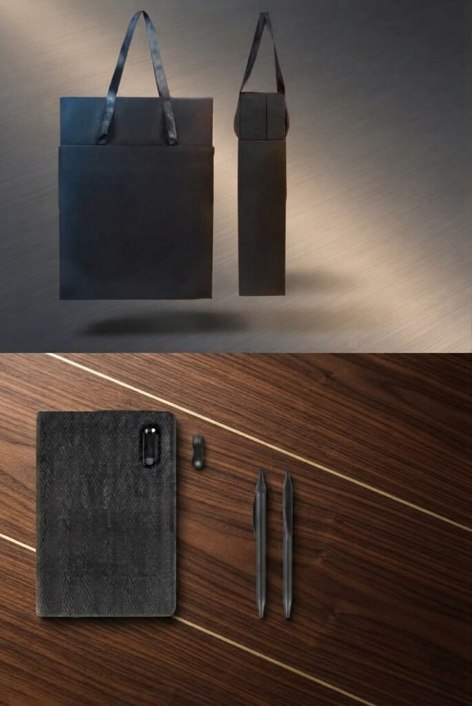 Premium Corporate Gift Set with 32GB Flash Memory, Notebook, Pen & Hard Cover Box