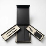 Luxury Black 5-in-1 Office Gift Set with Notebook, 2 Pens, Keychain and Card Holder 1